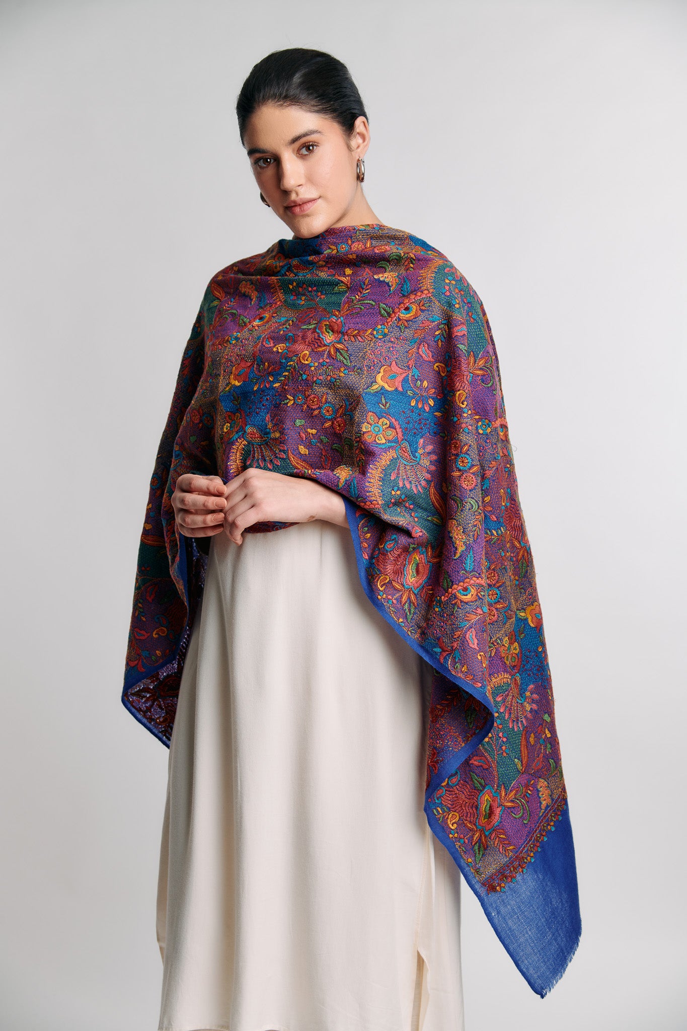 Jamawar Computer Embroidered Stole