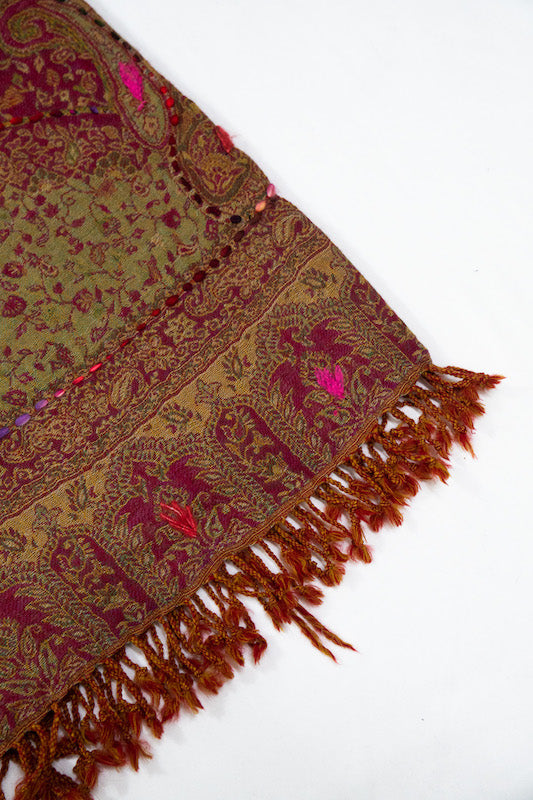 Broiled Wool Embroidered Stole