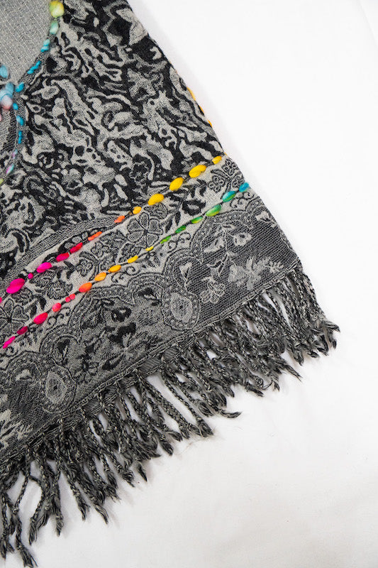 Broiled Wool Embroidered Stole