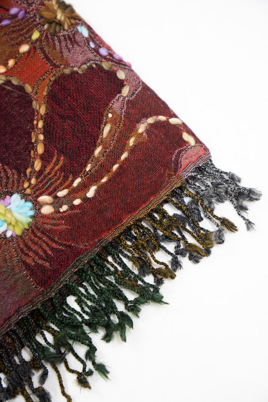 Broiled Wool Embroidered Stole