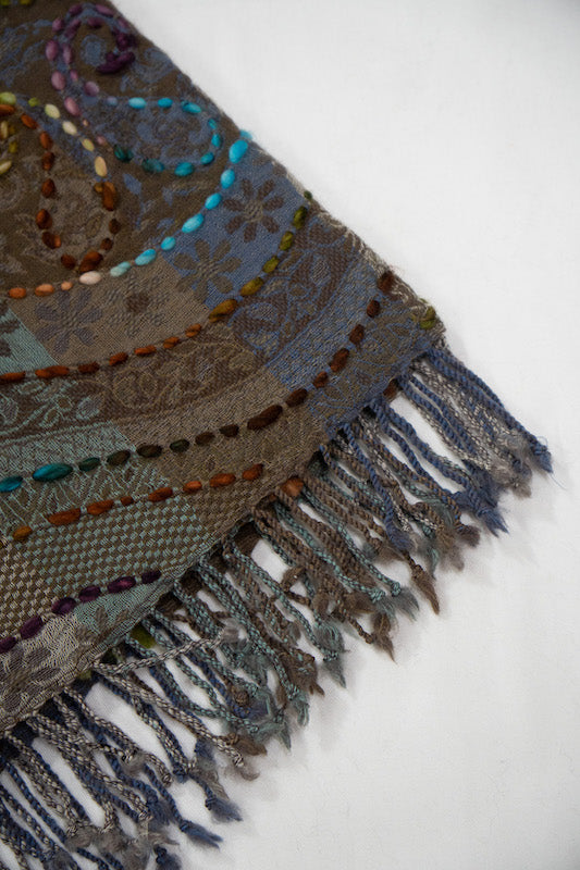 Broiled Wool Embroidered Stole